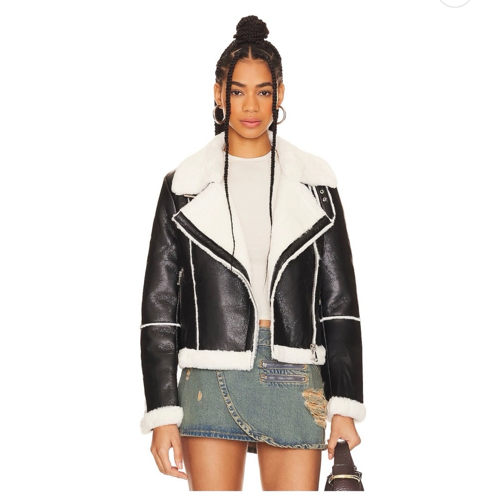 Superdown Black and White Teddy Jacket
